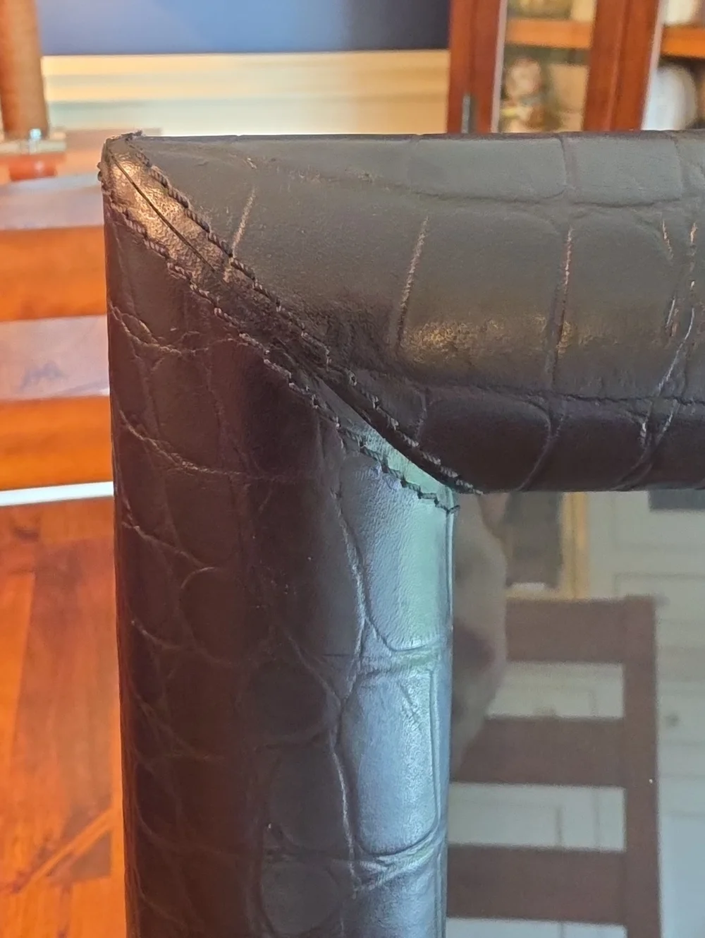 Ralph Lauren Bennett Black Alligator Embossed Leather And Silver Plate Frame